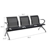 Waiting Room Bench Set - Metal Office Guest Reception Seat Black Mesh Waiting Room Chairs with Armrest for Airport