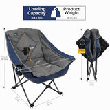 Northroad Oversized Foldable Camping Chair with Cell Phone Holder,Outdoor Padded Lawn Chair w/Cup Holder,Carry Bag for Beach, Hiking, and Picnics,Heavy-Duty 300-lbs Capacity, Blue