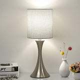 Table Lamp, Dimmable Bedside Desk Lamp with Metal Base Modern Nightstand Lamp Stylish Grey Shade Simple Side Table Lamp for Bedroom