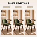 Mid-Century Modern Dining Chairs Set of 4, Upholstered Kitchen Chairs with Solid Wood Legs & Built-in Handle