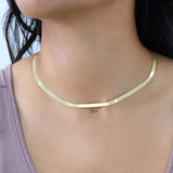Nuragold 10K Real Yellow Gold Herringbone Chain Flexible Necklace