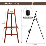 Large A-Frame Wooden Painting Display Walnut Easel, Large Adjustable Pine Wood Standing Easel Holding Canvas Up to 60'