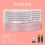 Logitech Wave Keys Wireless Ergonomic Keyboard with Cushioned Palm Rest, Comfortable Natural Typing