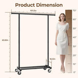HYSEYY Clothes Rack, Clothing Rack for Hanging Clothes, Rolling Garment Rack Sturdy Coat Rack Portable Wardrobe Rack Metal Closet Rack, Black