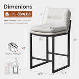 24" White Counter Height Bar Stools Set of 6, Double-Layer Seat