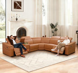 Power Recliner Sectional Sofa for Living Room, Power Leather Corner Sectional Couch with Dual Recliners
