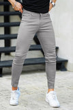 GINGTTO Skinny Jeans Men Grey Stretch Slim Fit Elatic Waist Tapered 32