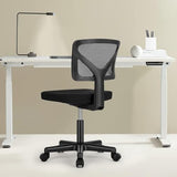 Sweetcrispy Small Office Desk Chair, Ergonomic Low-Back Mesh Rolling Work Swivel Chairs with Wheels, Armless Comfortable Seat