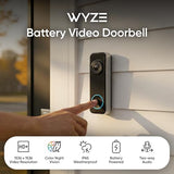 Wyze Battery Video Doorbell Wireless Camera, 1536x1536 HD+ with Color Night Vision, 2-Way Audio, 1:1 Head-to-Toe View