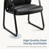 Office Desk Guest Chair Set of 8, Leather Waiting Room Chairs with Padded Arms for Elderly Home