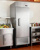 RENDGO 27" W Commercial Refrigerators - Reach-in 23 Cu.ft 1 Solid Door Stainless Steel Commercial Refrigerator Fan Cooling for Restuarant, Bar, Shop, etc