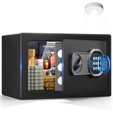 GTPLAYER Safe Box 0.44 Cubic Feet for College Dorm Room with Electronic Keypad and Fingerprint, Shelf, Wall Mount Kit, Hidden Home Safe for Money, Jewelry and Passport