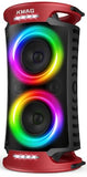 KMAG Large Party Bluetooth Speaker, 260W Peak Powerful Loud Sound with Deep Bass, 15Hr Playtime, Fast Charge, RGB Cool Light Show, TWS, Portable for Outdoor Beach, Camping, Backyard, Work, Home (Red)