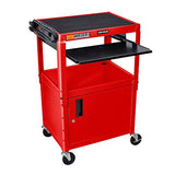 Steel AV Cart with Adjustable Height, Storage Cabinet and Keyboard Pullout Tray