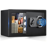 ANBEGE Biometric Safe Box, 0.44 Cu Ft Fingerprint Safe with Keypad & Key Access, Hidden Security Safe for Cash, Jewelry & Valuables, Home, Office, College Dorm