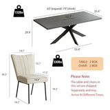 ZckyCine Dining Table Set for 6, Modern 78'' Dark Wood Dining Table