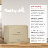 FireKing Lateral 2 Drawer Legal Fire Rated File Cabinet, Parchment