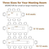 8FT Conference Table (94.5"×43.3"), Seats 6–8, with 1 Hidden Cable Box, 5cm Thick Top, Champagne Gold Aluminum Edge Trim