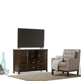 SIMPLIHOME Burlington 54" Wide Solid Wood TV Stand in Mahogany Brown