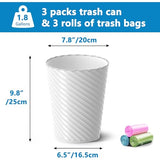 Lysam Bathroom Trash Can, 8 Pack 1.8 Gallons Small Trash Can with Trash Bags