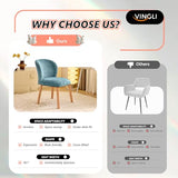 VINGLI Chenille Curved-Back Armless No Wheels Vanity Chair for Girls