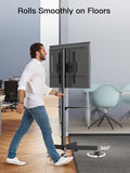 PERLESMITH Rolling TV Stand on Wheels for 23-60 Inch Flat Curved Screen TVs, Mobile TV Cart Height - Adjustable with Shelf/Tray, Portable TV Stand Holds up to 55 lbs, Max VESA 400x400mm, PSTVMC04