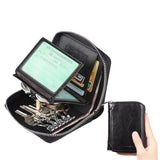 Key Holder Wallet Card Driver's License Men's Two-in- Short Zip Leather