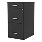 3-Drawer Metal Filing Cabinet, Black Finish, Letter-Size Hanging File Storage, Pencil Drawer