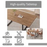 ZckyCine 67" Expandable Walnut Dining Table and 6 Upholstered Chairs, 7-Piece Dining Room Furniture Set