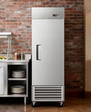 RENDGO 27" W Commercial Refrigerators - Reach-in 23 Cu.ft 1 Solid Door Stainless Steel Commercial Refrigerator Fan Cooling for Restuarant, Bar, Shop, etc