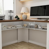 Farmhouse L Shaped Executive Desk with 4 Drawers, Home Office Desk