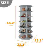 SpaceAid 6 Tier Rotating Shoe Rack Tower, Spinning Shoe Display Lazy Susan, Revolving 360 Shoe Rack Storage Round Carousel, Vertical Handbag Rotate Shoes Closet Organization (6-Tier Gray)