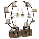 DWVO Tall Bookshelf with LED Light, Artistically Designed Moon Arched Bookcase, Bedroom