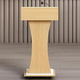 Podium Lectern Stand, Wooden Podium Stand with Wheels, Stable Pulpit with Privacy Pane