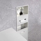 This Waterproof Recessed Bathroom with Built-in Trash Can, Stainless
