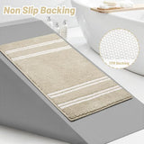 Bathroom Rugs Non Slip Washable 24x17, Ultra Soft Super Absorbent Bath Rugs for Bathroom Floor, Shaggy Chenille Bath Rug, Microfiber Plush Quick Dry Bath Mat for Bathtub, Sink and Shower, Beige
