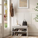 YQJJGL Coat Rack with Shoe Storage,Entryway Shoe Bench whit 8 Hook for Offices Bedroom Living Room,Small Shoe Bench,Walnut