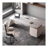 zhongxlla Standing Desk, Executive Desk, Rock Slab Top Office with Storage Cabinet