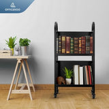 Rolling Library Book Cart – Moveable Book Organization Solution with Lockable Wheels, 34" Tall and Double-Sided OFFICEROO