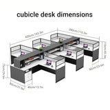 STLWR Cubicle Desks with Privacy Screens (6 Person)