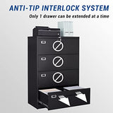 File Cabinet with Lock, 4 Drawer Large Metal Filing Cabinet,Home Office Lockable Storage Cabinet for Hanging Files