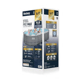 Bestway Steel Pro MAX 14' x 8'2" x 39.5" Oval Above Ground Swimming Pool Set, 530 GPH Filter Pump, Ladder, Tritech Puncture Resistant Liner, ClickConnect Steel Frame, Gray