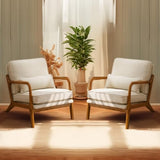 Bonnlo Fine Beige Accent Chairs Set of 2, Upholstered Mid Century Modern Lounge Fabric Chairs