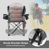 Northroad Oversized Camping Chair, Full Padded Outdoor Folding Chair Support 350 LBS, Heavy Duty Lawn Chair w/Cup Holder, Cooler Bag, Lumbar Support for Adult-Black