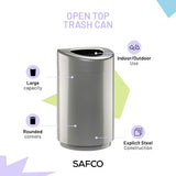 Safco Open Top Trash Can, 30 Gallon Stainless Steel Modern Garbage Can