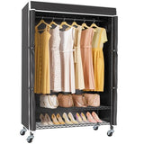 VIPEK R3C Rolling Clothes Rack with Cover Portable Closet for Hanging Clothes, Heavy Duty Garment Rack Freestanding Racks with Wheels&Side Hooks
