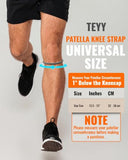 teyy 2PCS Patellar Tendon Support Strap for Knee Pain Relief, Keen Bands for Basketball, Running, Tennis, Soccer and Hiking, Silicone Patella Band for Women and Men, Includes Storage Bag (Gray)
