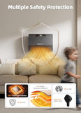 Brightown Smart Wall Heater, 1500W Electric Space Heater for Indoor Use, 5 Optional Modes, Adjustable Thermostat, Remote Control, Energy Efficient Easy-Mount Heater for Bedroom, Works with Alexa, Grey