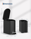GarveeHome 1.6 Gal Step-On Trash Can, Stainless Steel Small Bathroom Garbage Bin with Soft Close Lid