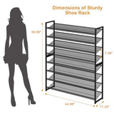 NEYCIL Large Shoe Rack 8 Tier Shoe Organizer, Heavy Duty Metal 4-Tier Stackable Shoe Storage Vertical Shoe Rack for Closet Front Door Entrance, Up to 50 Pairs, 44.8" W x 11.4" D x 56.7" H, Black